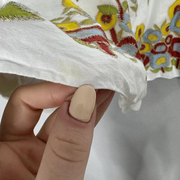 Whistles Skirt Womens 10 White Floral Embroidered Midi Boho Cottagecore Country - Picture 8 of 13